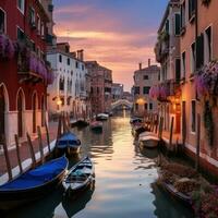 romántico y encantador italiano camino acuático foto