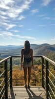 Woman taking in the view at scenic overlook photo