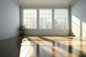 Light spills into an empty room, beautifully captured in 3D rendering AI Generated photo