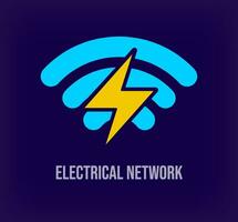 Electrical connection and wireless internet modern logo. Unique color transitions. power and lightning energy company logo template. vector. vector