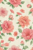 Vintage watercolor floral background AI Generated photo