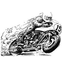 RIDING CAFERACER A WHITE BACKGROUND vector