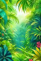 Tropical forest nature background AI Generated photo