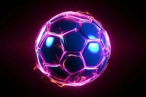 Neon soccer ball banner Promote sports betting and earnings with striking style AI Generated photo