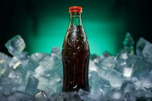 An ice cold bottle of carbonated soft drink, ready to quench your thirst AI Generated photo