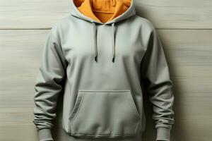 Gray hoodie sweatshirt template, perfect for design mockup and printing projects AI Generated photo