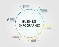 6 arrow template for infographic for presentation for 6 element vector