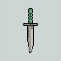 Pixel art Combat Knife. Pixelated Knife. Combat Knife Weapon icons background pixelated for the pixel art game and icon for website and video game. old school retro. vector