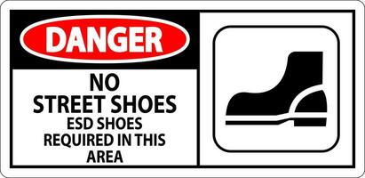 Danger Sign No Street Shoes, ESD Shoes Required In This Area vector