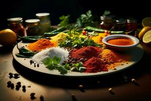 culinario emoción añadir ánimo a tu comida mediante un vibrante, diverso formación ai generado foto