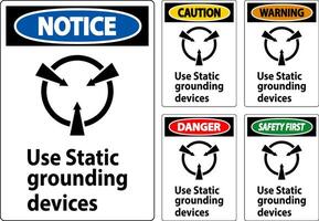 Warning Sign Use Static Grounding Devices vector