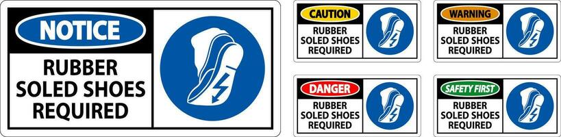 Notice Sign Rubber Soled Shoes Required vector