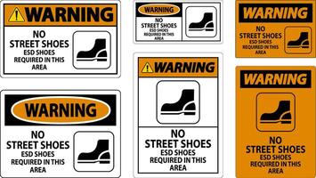 Warning Sign No Street Shoes, ESD Shoes Required In This Area vector