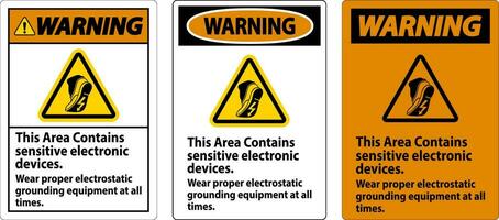 advertencia firmar esta zona contiene sensible electrónico dispositivos, vestir apropiado electrostático toma de tierra equipo a todas veces vector