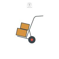 Trolley. Hand Truck icon symbol vector illustration isolated on white background