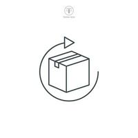 cartulina caja con regreso flecha icono símbolo vector ilustración aislado en blanco antecedentes