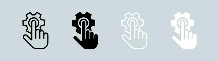 Accessibility icon set in black and white. Gear signs vector illustration.