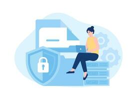 Safety web hosting, ssl concept flat illustration vector