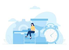 Website hosting, management file on cloud concept flat illustration vector