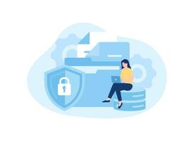 Safety web hosting, ssl concept flat illustration vector