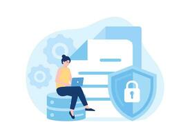 Safety web hosting, ssl concept flat illustration vector