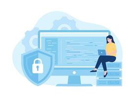 Safety web hosting, ssl concept flat illustration vector