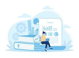 Training business management  analyzing data concept flat illustration vector