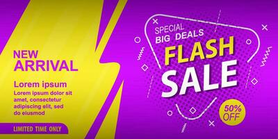 Flash sale discount banner template promotion vector