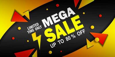 Mega sale discount banner template promotion vector