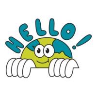 Hello Earth Sticker Pack Color 2D Illustration png