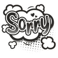 Sorry Cloud Blast Retro Outline 2D Illustration png