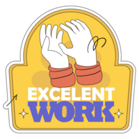 uitstekend werk sticker kleur 2d illustratie png