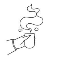 hand drawn doodle hand holding cup with hot drink illustration vector