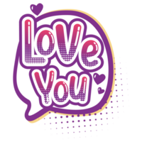 Love you icon Retro Color 2D Illustration png