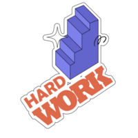 moeilijk werk sticker kleur 2d illustratie png