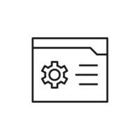 Gear by Folder in Computer Isolated Line Icon. Perfect for web sites, apps, UI, internet, shops, stores. Simple image drawn with black thin line vector