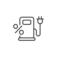 Percent on Gas Station Isolated Line Icon. Perfect for web sites, apps, UI, internet, shops, stores. Simple image drawn with black thin line vector