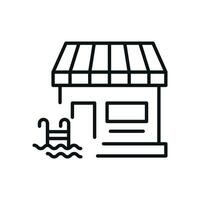 Swimming Pool by Store Isolated Line Icon. Perfect for web sites, apps, UI, internet, shops, stores. Simple image drawn with black thin line vector