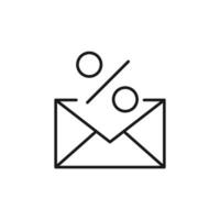 Percent over Envelope Isolated Line Icon. Perfect for web sites, apps, UI, internet, shops, stores. Simple image drawn with black thin line vector