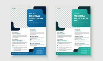 Corporate Medical healthcare flyer template design and a report and leaflets for printing and presentation vector illustration.