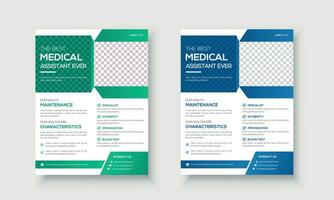 Corporate Medical healthcare flyer template design and a report and leaflets for printing and presentation vector illustration.