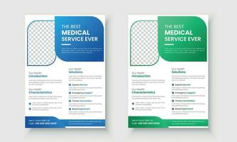 corporativo médico cuidado de la salud volantes modelo diseño y un reporte y folletos para impresión y presentación vector ilustración.