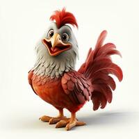 3d cartoon cute rooster ai photo