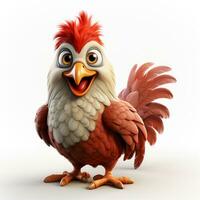 3d cartoon cute rooster ai photo