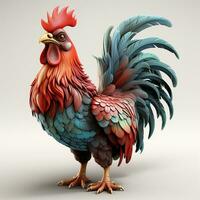 3d cartoon cute rooster ai photo