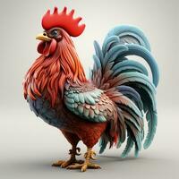 3d cartoon cute rooster ai photo