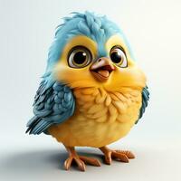 3d cartoon cute bird ai photo