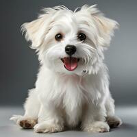 cute white maltese dog ai photo