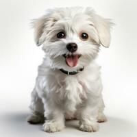 linda blanco maltés perro ai foto