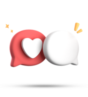 3d Rendern von Rede Liebe Blase mit Benachrichtigung Symbole, 3d Pastell- Plaudern Liebe Symbol Satz. png